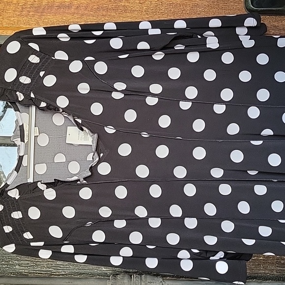 Polka Dot Black and White Women's Dress - Picture 3 of 9